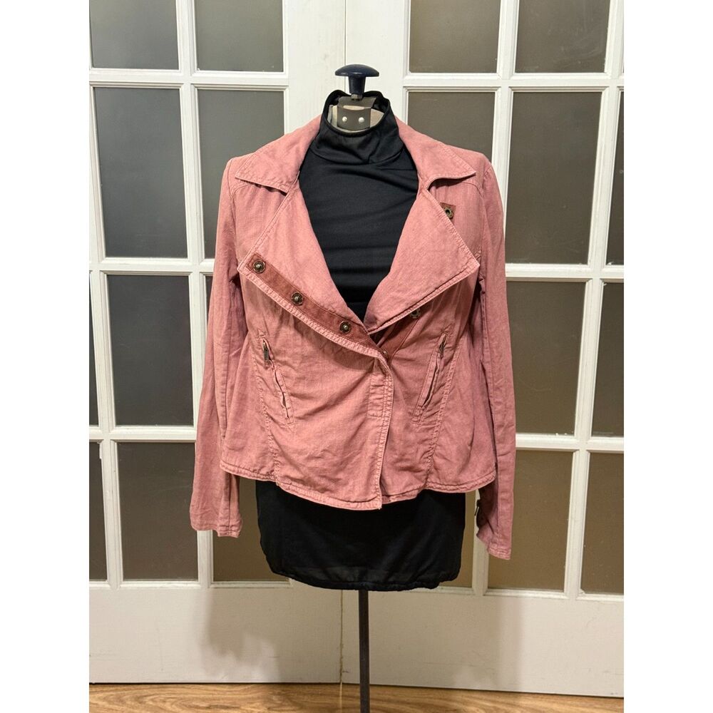 Free People Rosewood Washed Linen Moto Jacket - XS